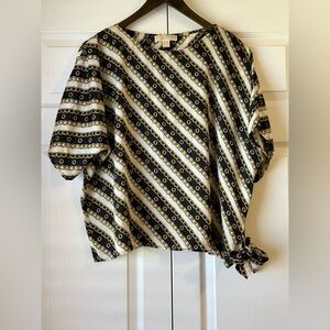 Michael Kors Black and Gold Striped Blouse